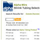 Alpha Wire Shrink Tubing Selector