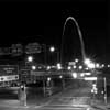 St. Louis Arch with expressway black and white